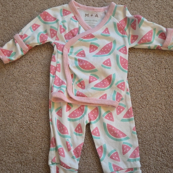 monica + andy Other - Charming Watermelon Print Kids Pajama Set - Pink and Green